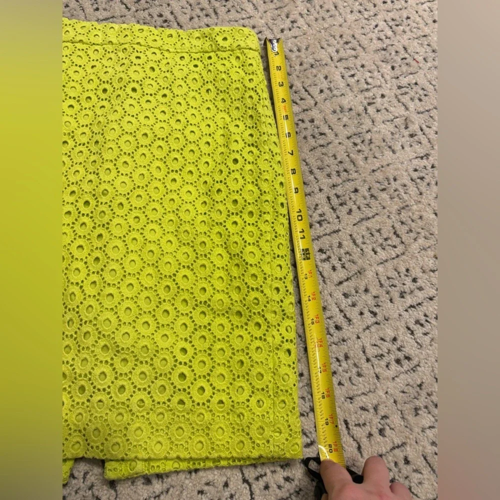 J.Crew No. 2‎ Eyelet Pencil Skirt Neon Lime / Citron Green - Sz 2